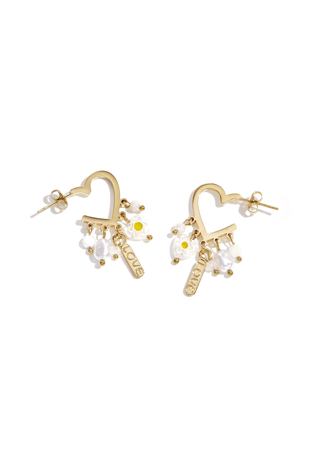 Elegant Gold Crystal Heart Drop Earrings for Women