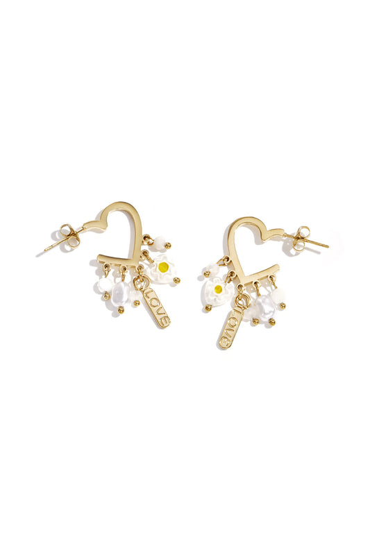 Elegant Gold Crystal Heart Drop Earrings for Women
