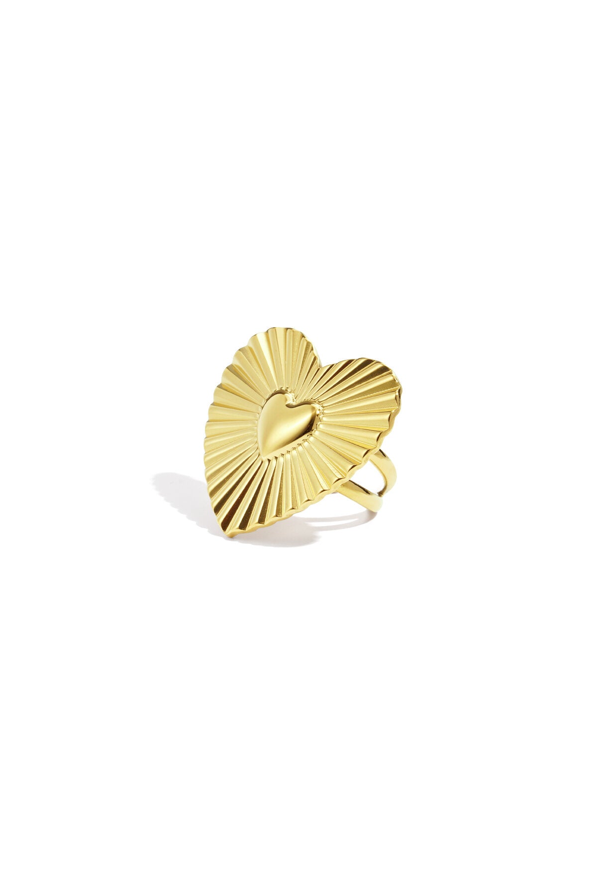 Elegant Gold-Color Heart Statement Ring