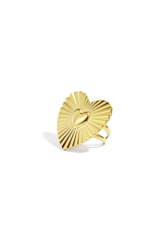 Elegant Gold-Color Heart Statement Ring