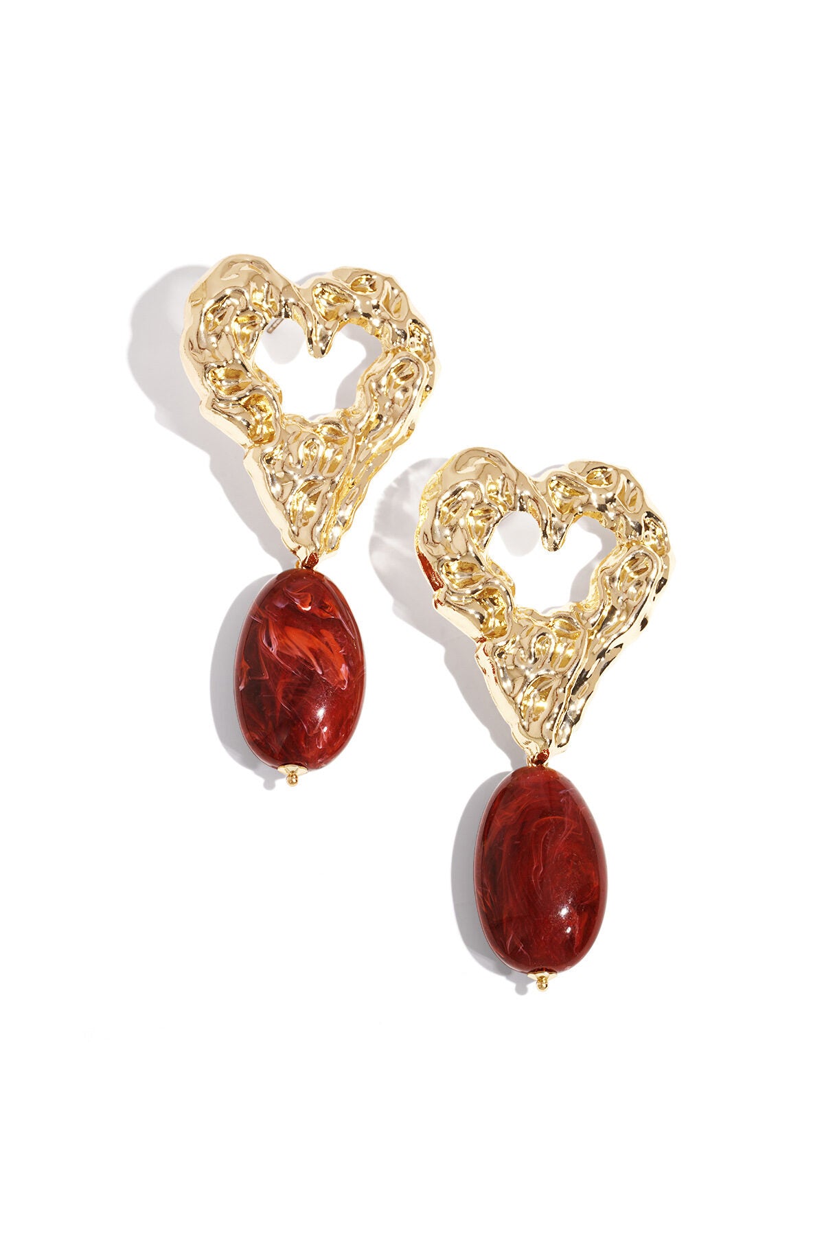 Elegant Wine Red Heart Drop Earrings for Fall