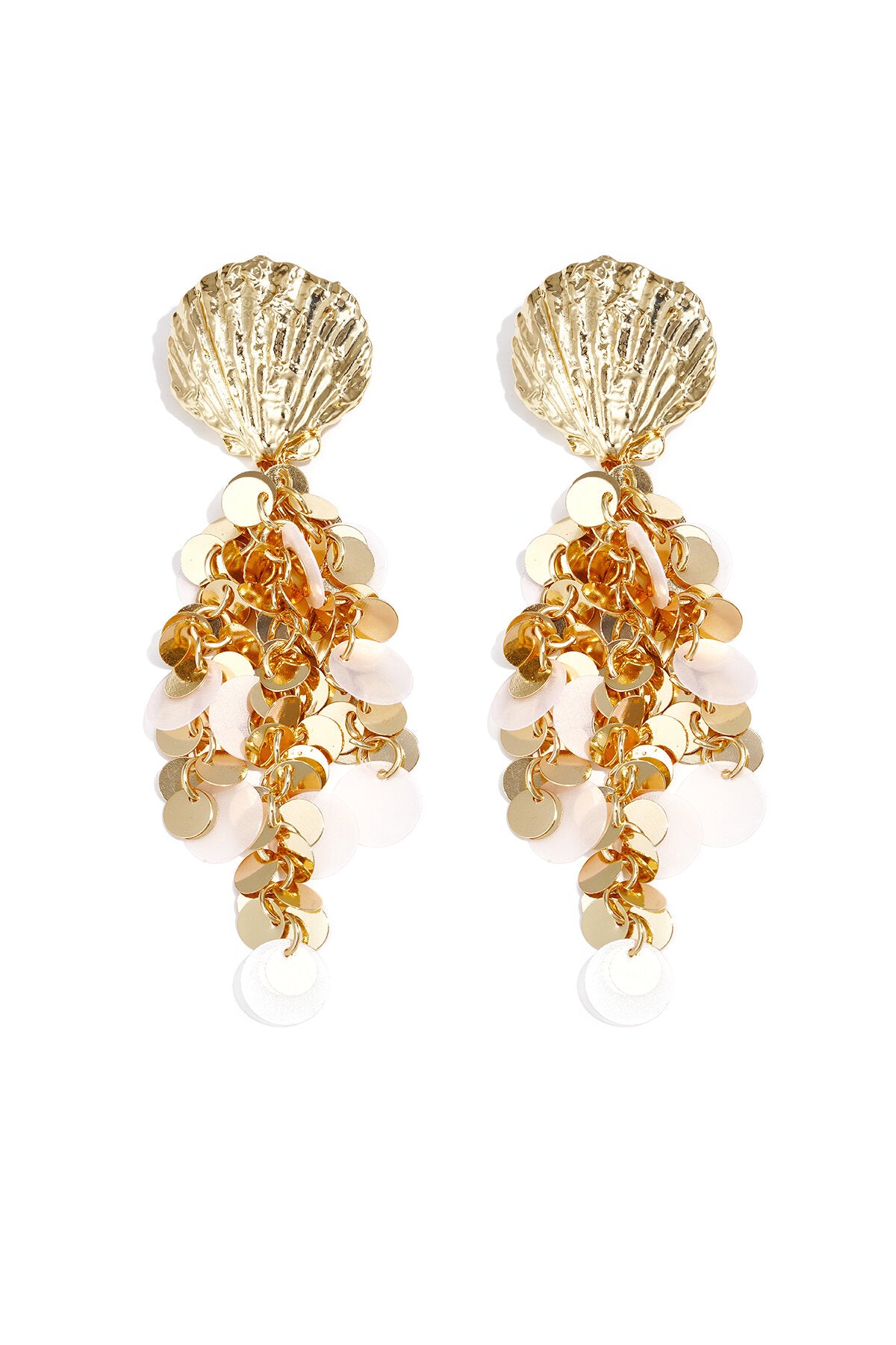 Elegant Dangle Earrings in Orange, Pink, and Gold