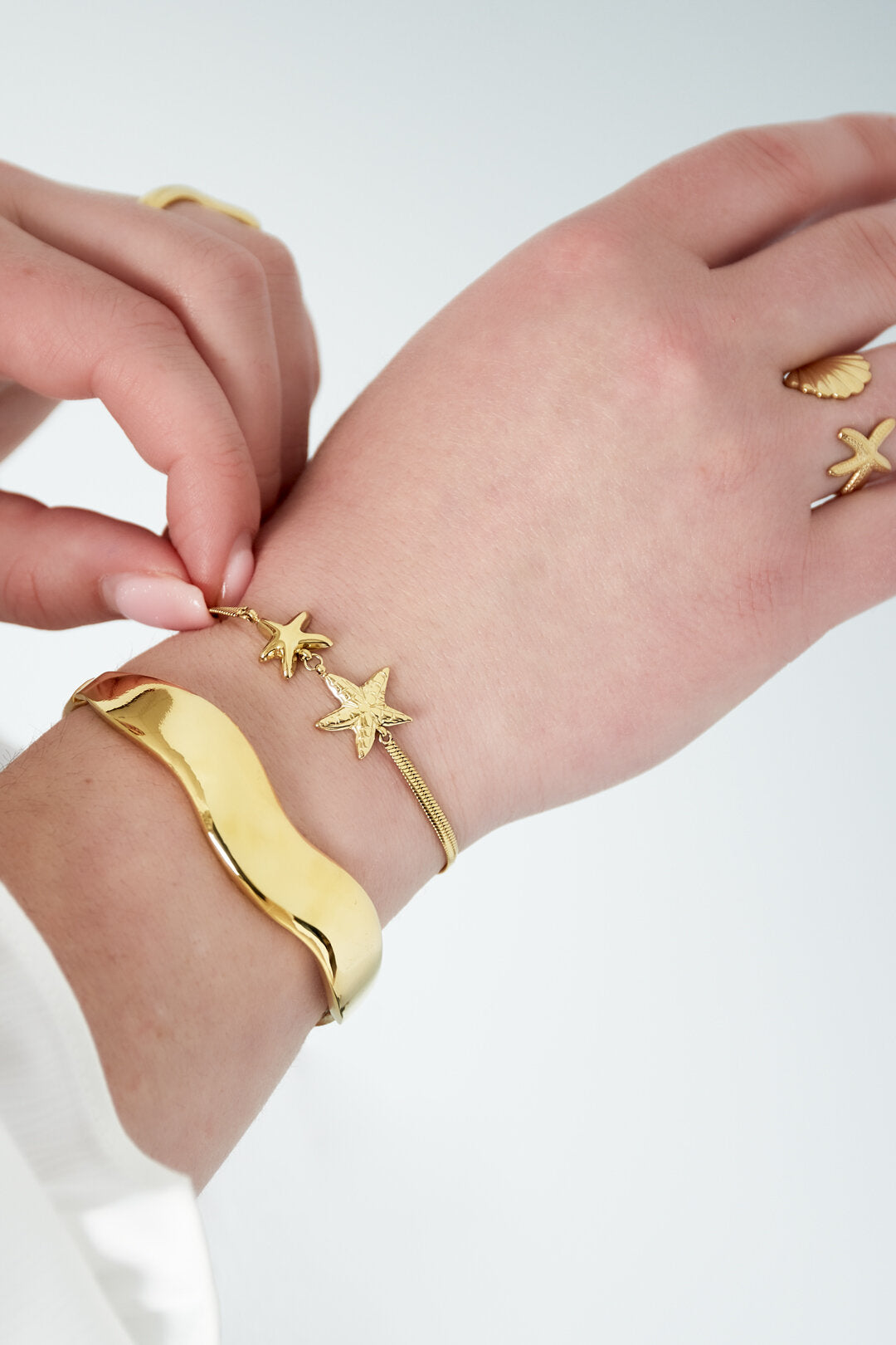 Elegant 14K Gold Plated Oceanic Charm Bracelet