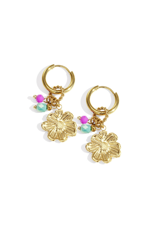 Elegant Gold Flower Drop Earrings for Women