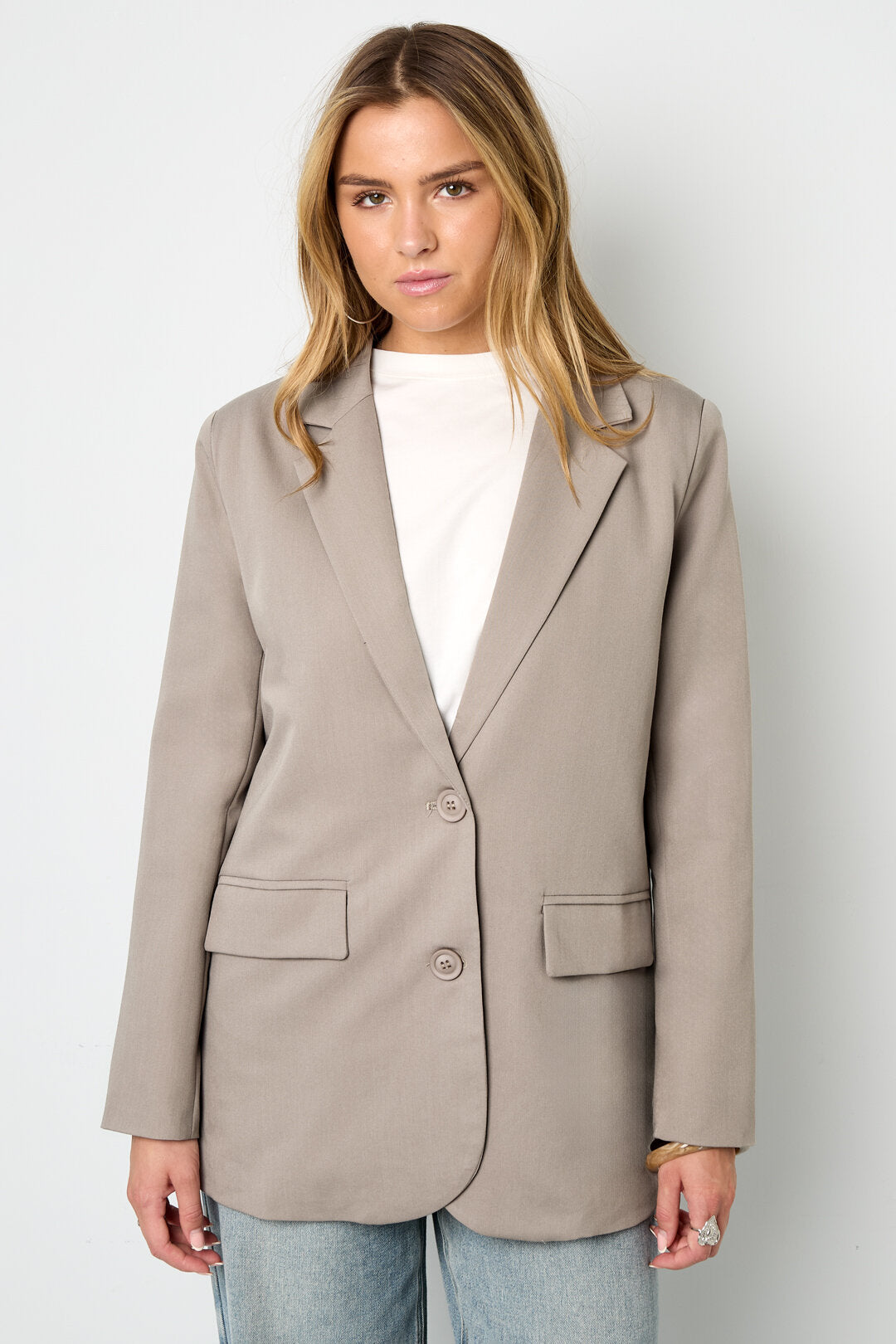 Elegant Khaki & Grey Woven Ladies' Suit Set for Fall/Winter