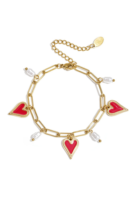 Elegant Gold Heart Charm Bracelet for Valentine's Day
