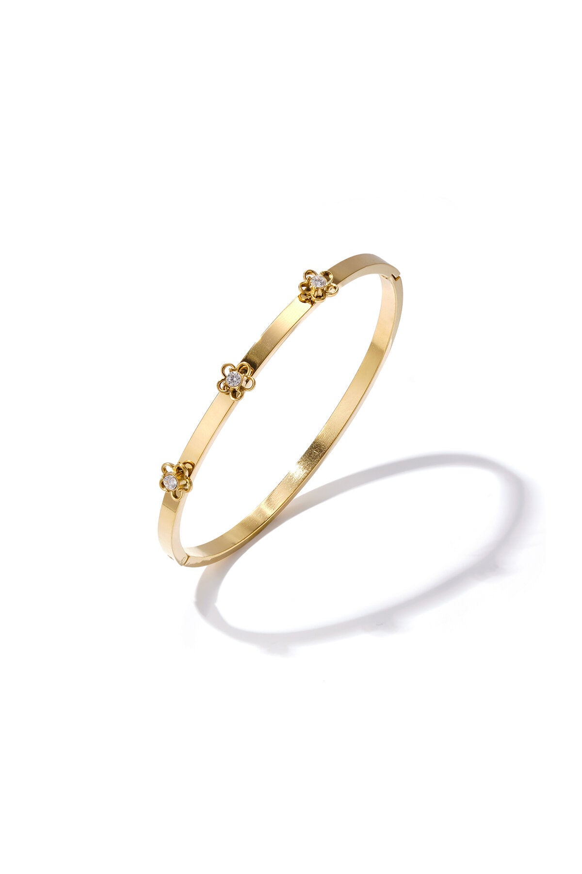 Stylish Stainless Steel Bangle with Rhinestones