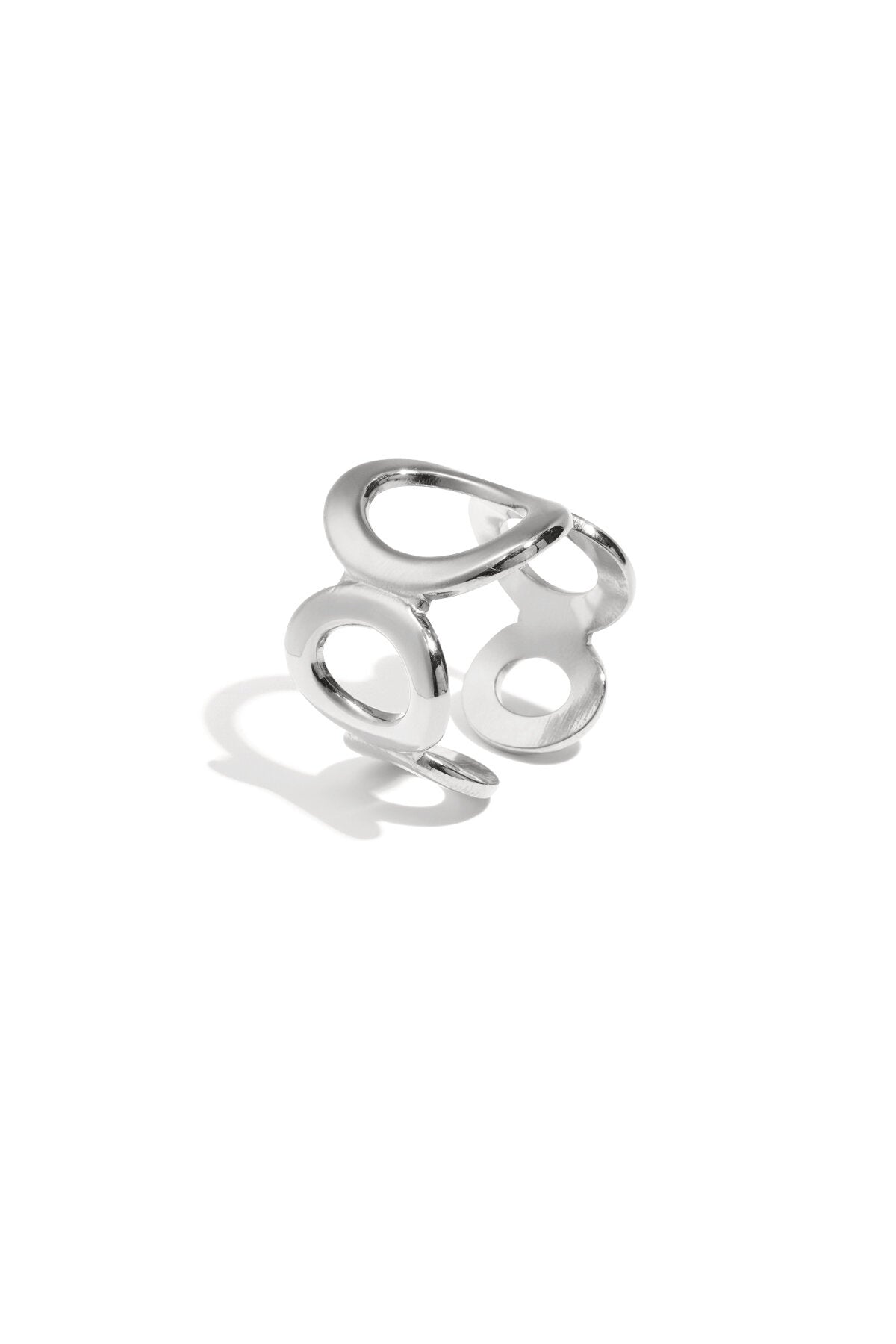 Elegant Adjustable Circle Statement Ring - Silver & Gold
