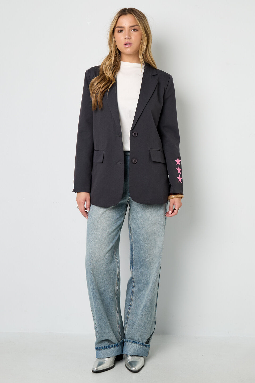 Stylish Grey & Dark Blue Ladies' Suit Set for Fall/Winter