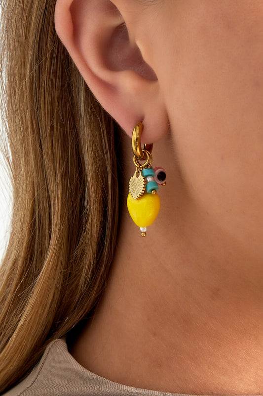 Charming 14K Gold Plated Heart Drop Earrings