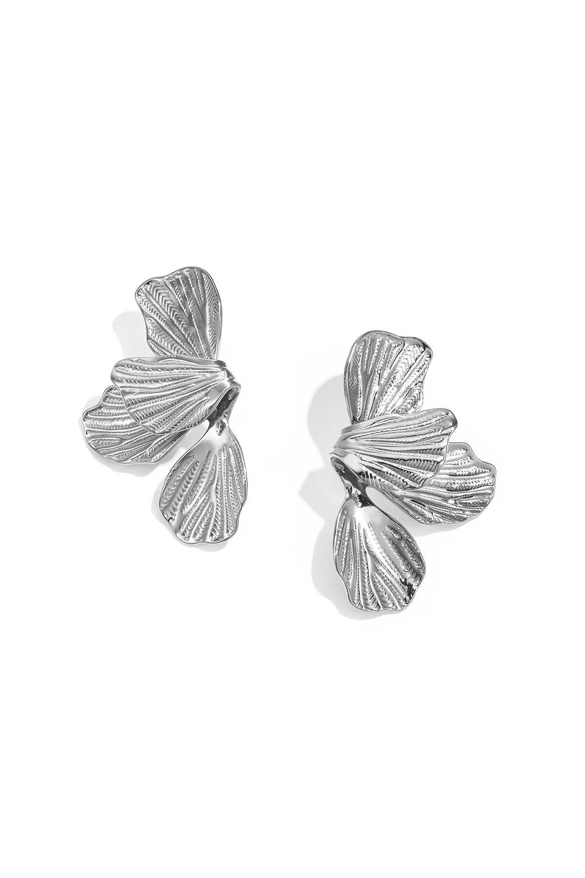 Elegant Stainless Steel Flower Drop Earrings