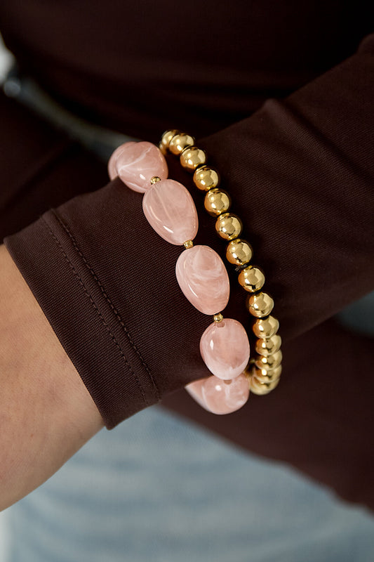 Chic Khaki, Light Pink & Baby Blue Beaded Bracelets