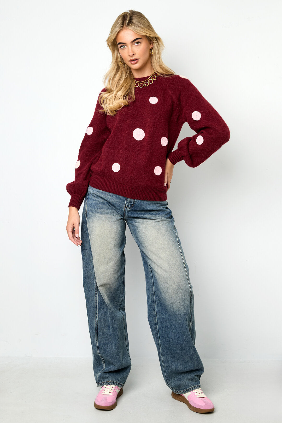Cozy Knitted Sweater for Fall/Winter - Polka Dots