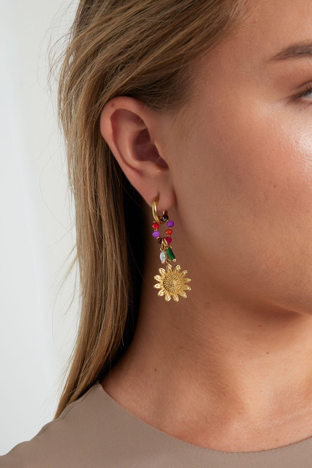 Elegant Gold Color Flower Drop Earrings for Women