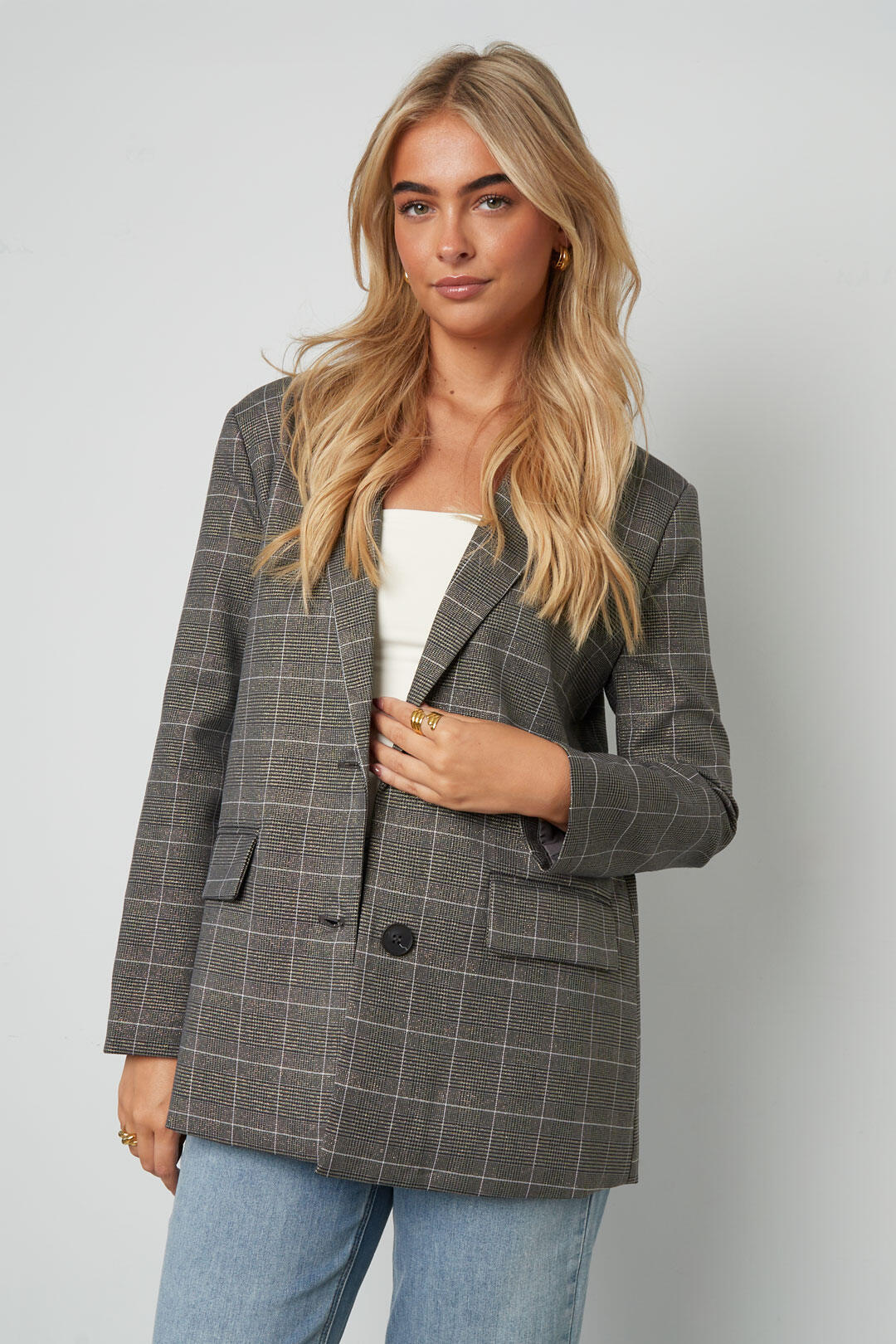 Elegant Checkered Ladies' Suit Set for Fall/Winter