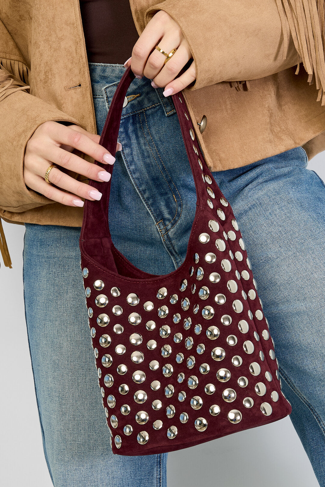 Stylish Punk Rivet Shoulder Bag for Fall