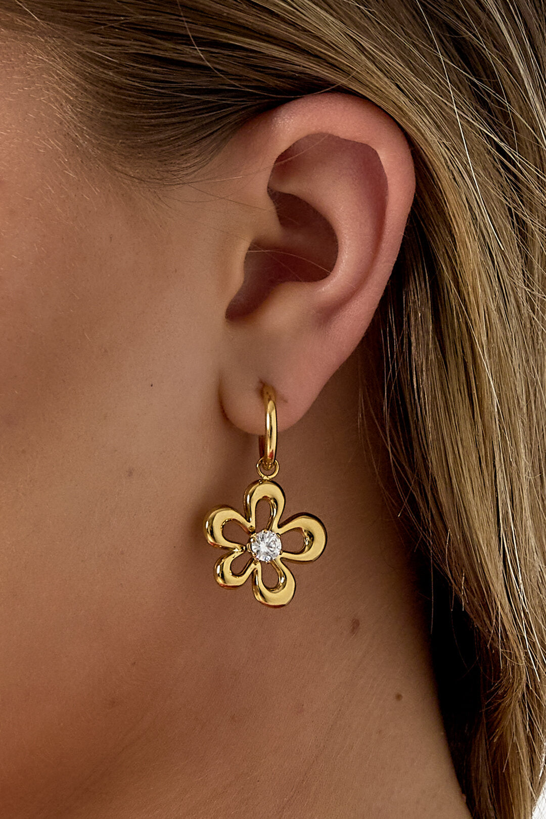Elegant Gold Color Flower Drop Earrings for Women