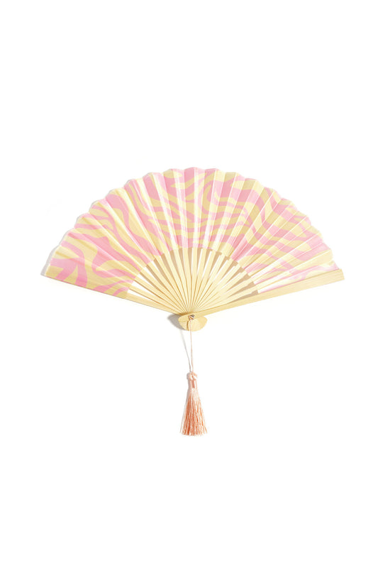 Elegant Folding Fan in Yellow and Black - Stay Cool Anywhere