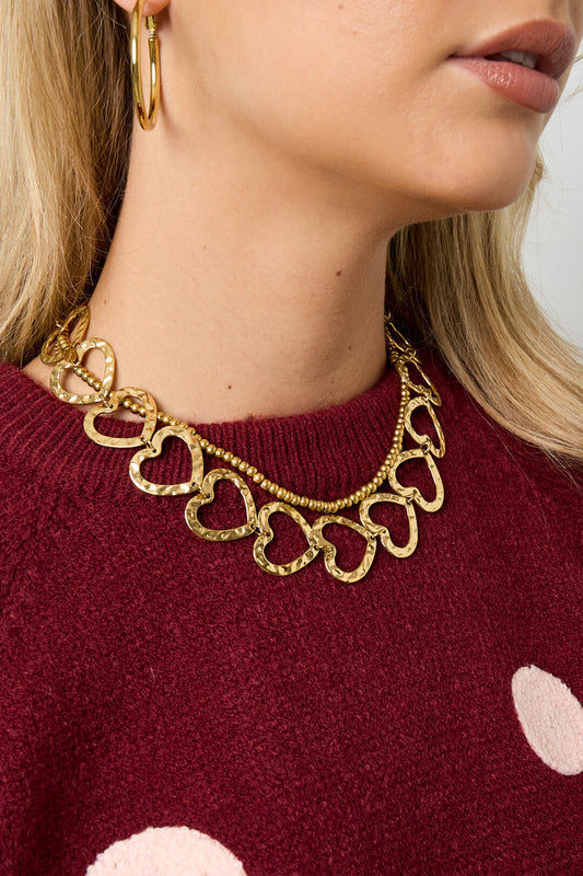 Elegant Gold & Silver Heart Necklace for Daily Wear