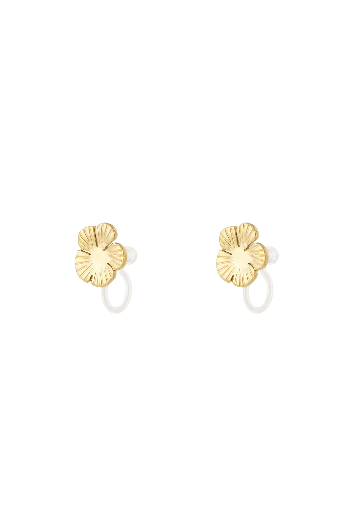 Elegant 14K Gold Plated Flower Clip-On Earrings