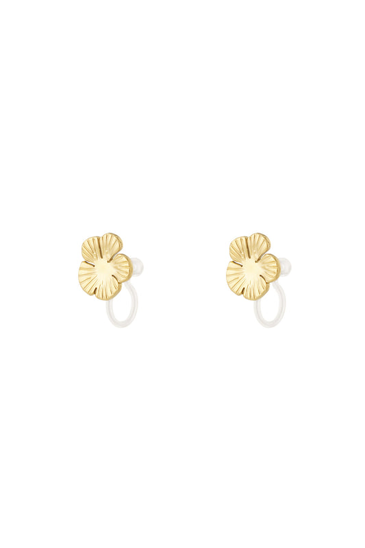 Elegant 14K Gold Plated Flower Clip-On Earrings