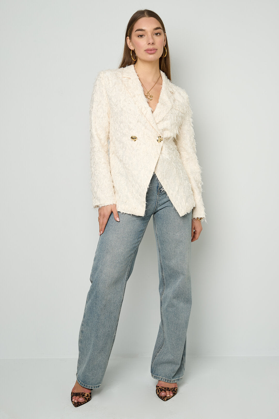 Elegant All-Fit Ladies' Suit Set in Black & Off-White