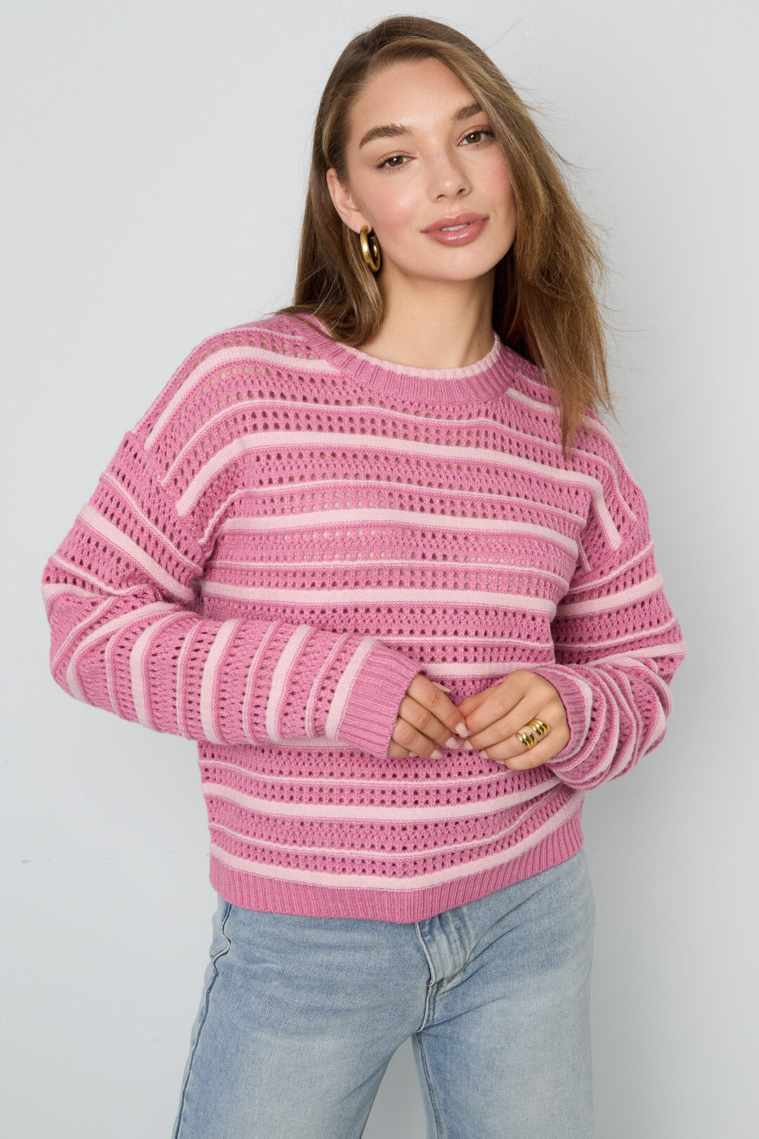 Chic Striped Knit Sweater for Cozy Fall Vibes