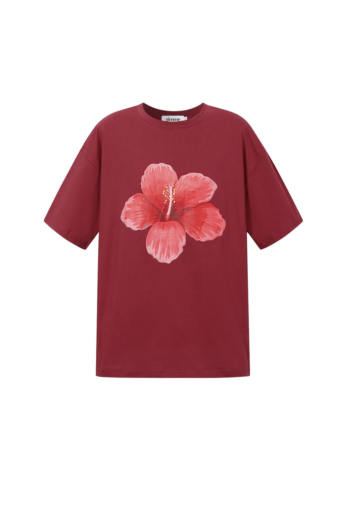 Gimme Casual Cotton Knitted T-Shirt in Red, Baby Blue & White
