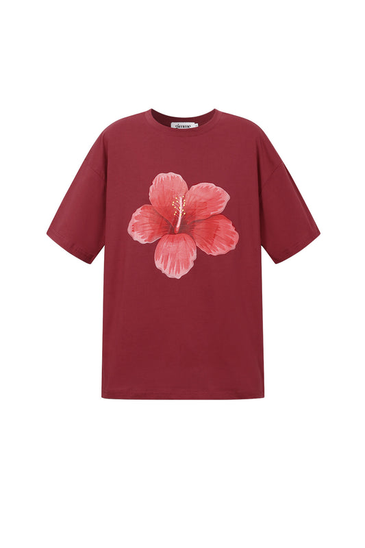 Gimme Casual Cotton Knitted T-Shirt in Red, Baby Blue & White