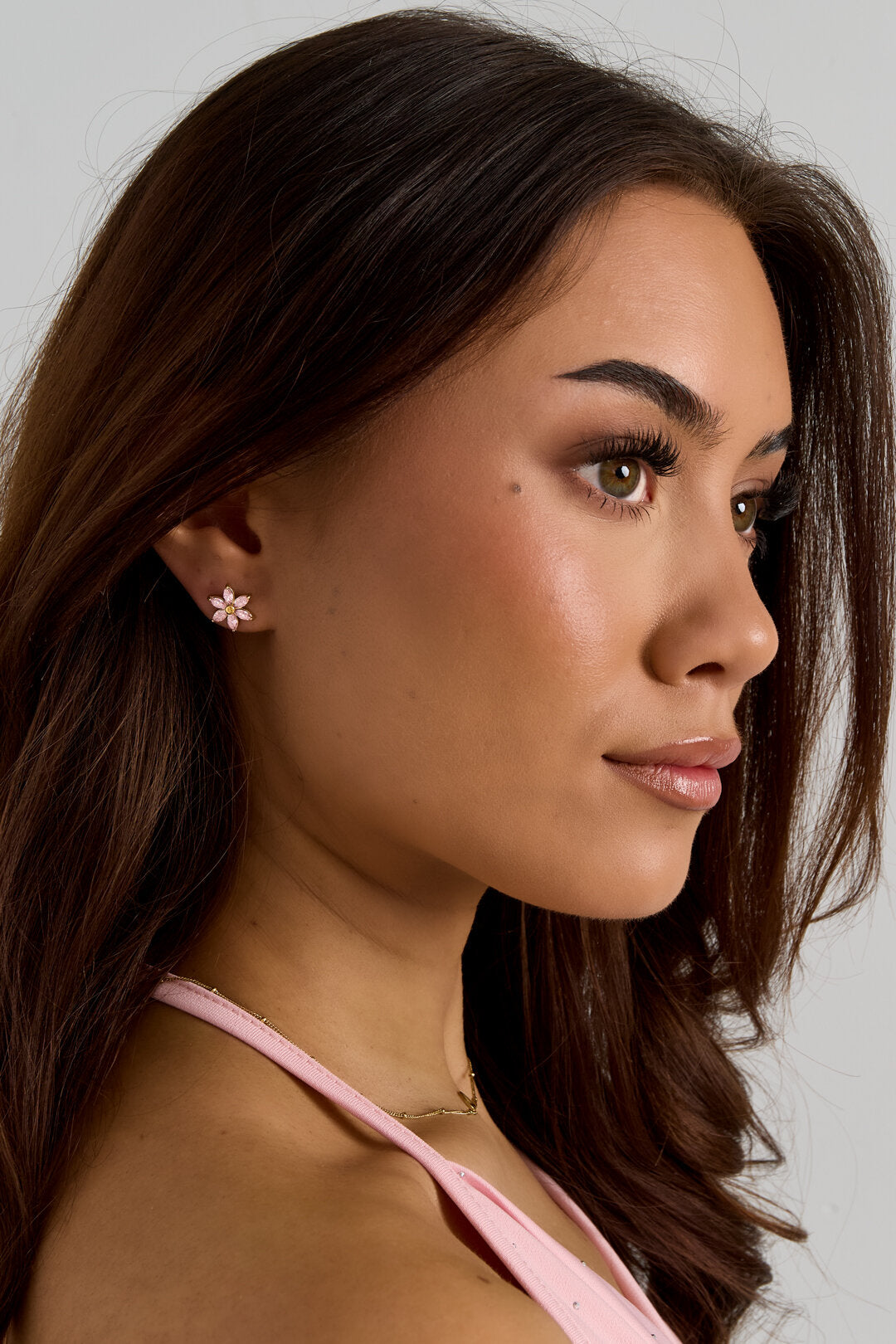 Elegant Pink Flower Stud Earrings for Women