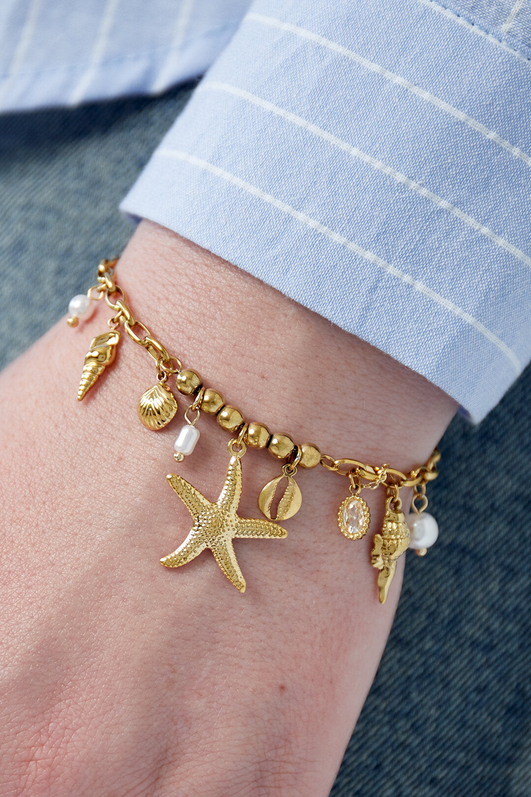 Elegant 14K Gold Plated Charm Bracelet for Women