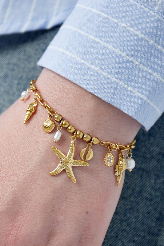 Elegant 14K Gold Plated Charm Bracelet for Women
