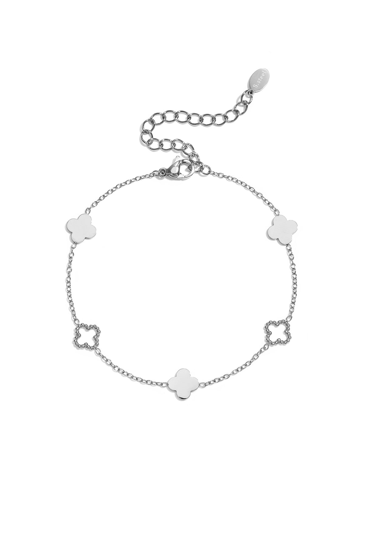14K verguld roestvrijstalen bedelarmbanden met klavermotief, eenvoudige dagelijkse sieradenserie voor dames.